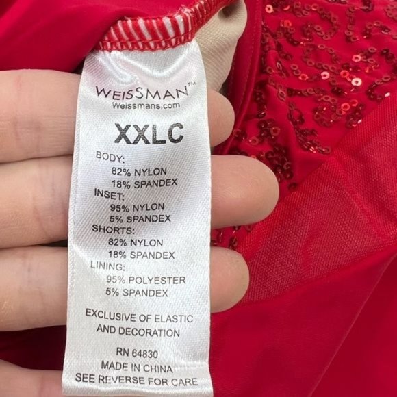 Weissman Dance Performance Costume Child’s Size XXL Red Sequin One Piece NEW - Picture 5 of 13